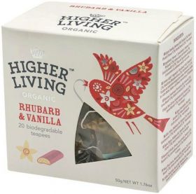 Higher Living ORG Rhubarb & Vanilla Teapees 50g (20's)