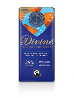 ** Divine FT 38% Milk Toffee & Sea Salt Chocolate 90g-Case of 15