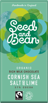 ** Seed & Bean Organic & Fairtrade Milk Cornish Sea Salt &Lime Choc 75g