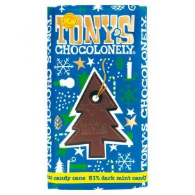 Tony's Chocolonely 51% Fairtrade Mint Candy Cane Dark Chocolate 180g-Case of 15