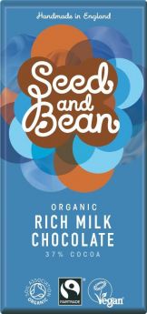 Seed & Bean Organic & Fairtrade Rich Milk 37% Choc 75g-Case of 10