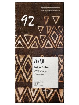 Vivani Organic Dark 92% Cocoa Panama Chocolate 80g-Case of 10